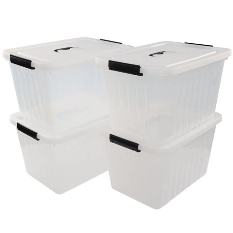 small plastic totes with handles.